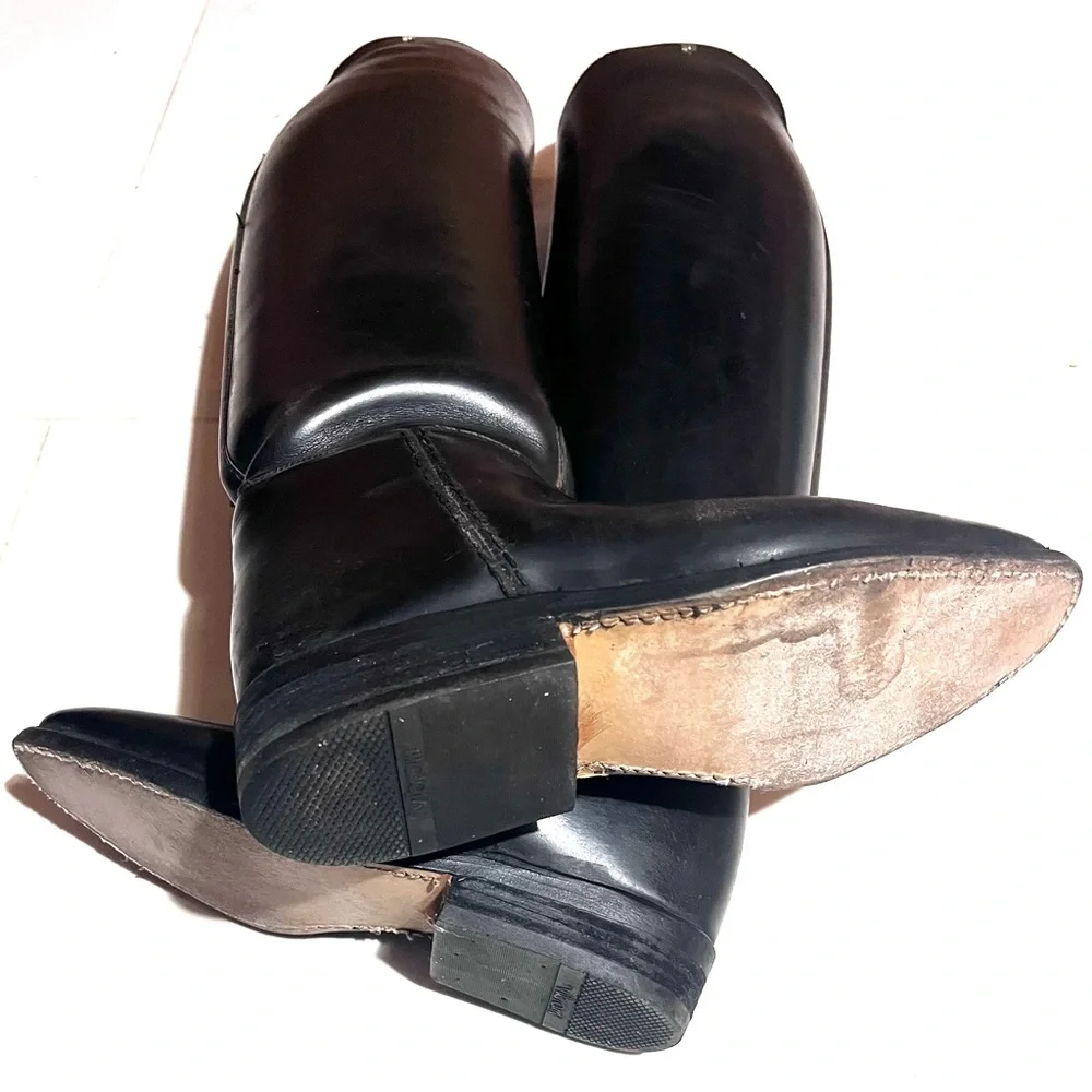 Petrie Black Leather Equestrian Dressage Pull On Women's Riding Boots